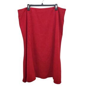 JM Collection Woman's Red Stretch Knit Flared A-line Midi Skirt Plus Size 18